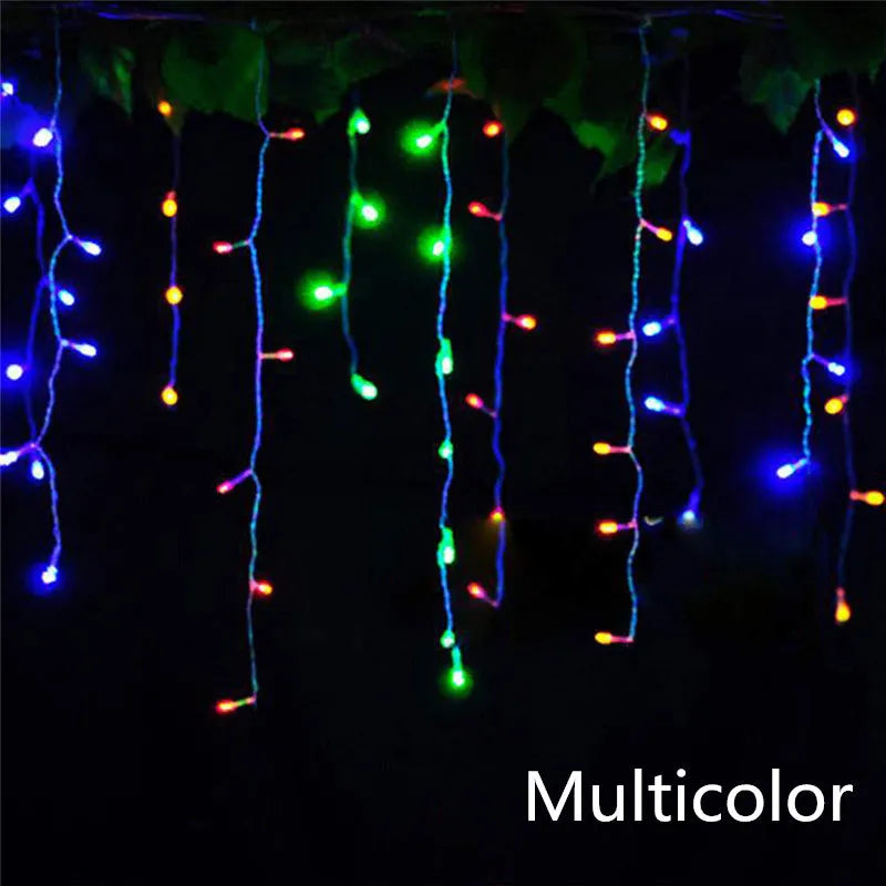4.8M LED Curtain Icicle String lights Christmas Garland Faiy Light Droop 0.4-0.6m Xmas Garden Street Outdoor Decorative Lighting
