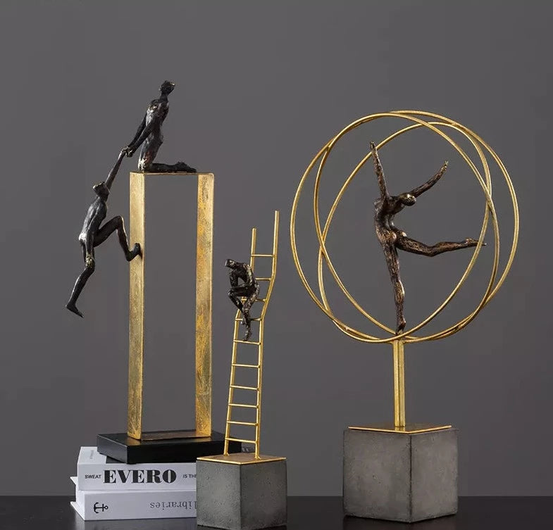 Creative resin gymnast arte escultura decoración de esculturas escritorio exquisito manualidades abstractas figuras figuras decoración del hogar moderna