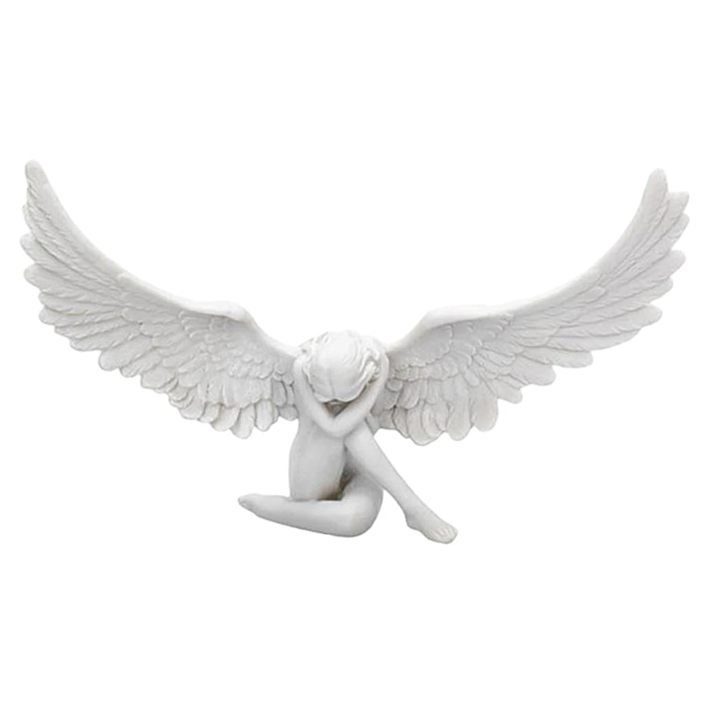 Angel Wing Figurine Modern 3D Embrace Angel Wings Sculpture Crafts 3D Angel Wing Statue Figurine Resin Artwork Craft Home Decor