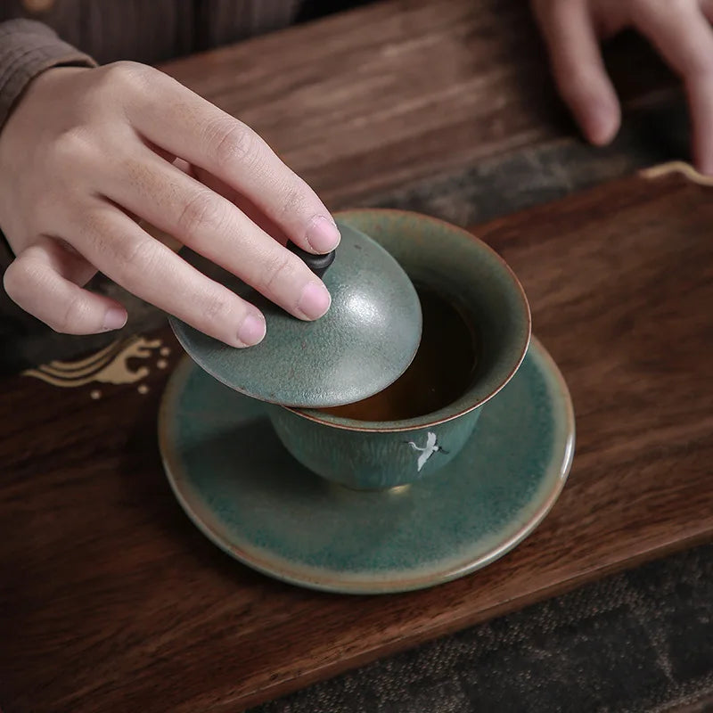 Fornione rivitalizzante Rui Ching Cheung Tre Force Tureen Coppa di tè a tazza da tè a tazza da tè Sopera de Ceramica Gaiwan
