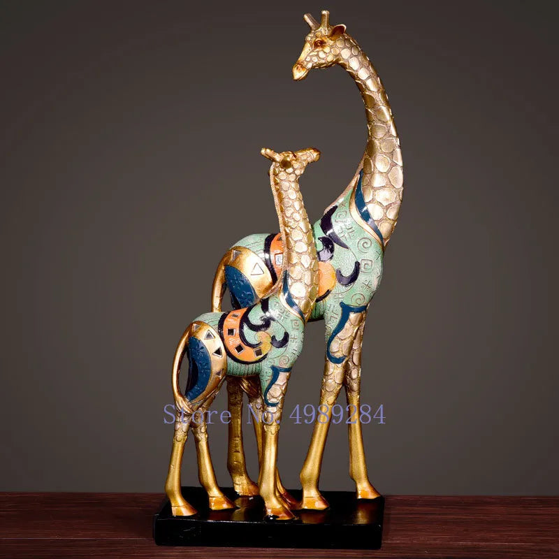 Nordic Creative Resin Gold Simulated Animal Giraffe Parrot Modern Home Crafts Ornaments Dekorasi Patung Miniatur Figurines