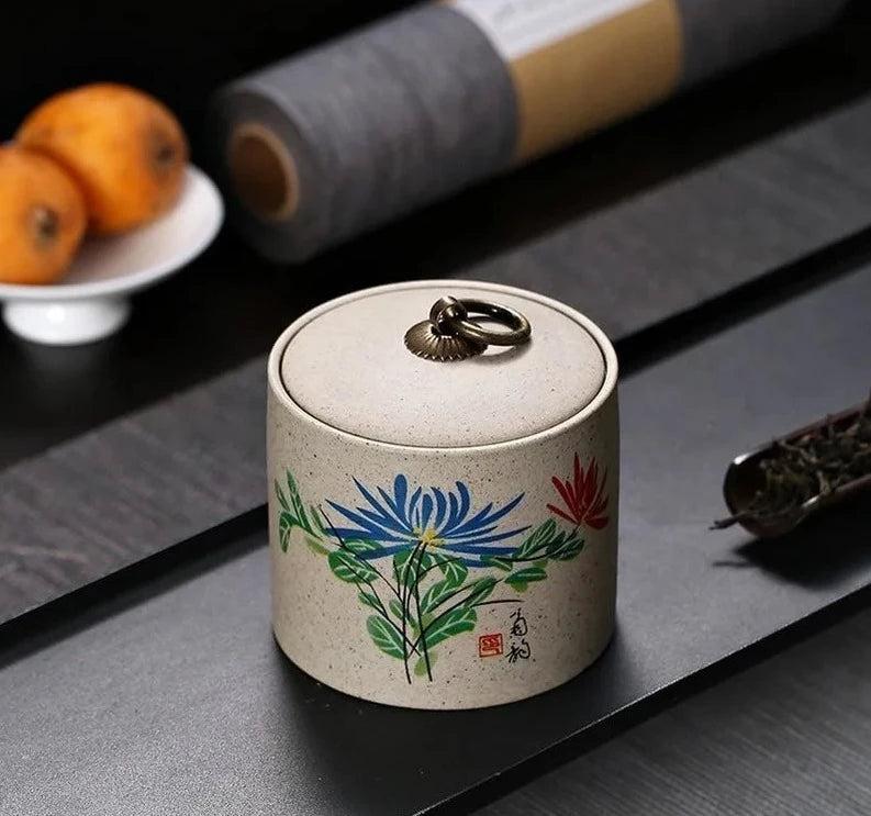 Steinzeug Tee Caddy Keramik Porzellan Tee Tee Feuchtigkeitsdicht versiegelte Kork-Tuchabdeckung Aufbewahrungsglas