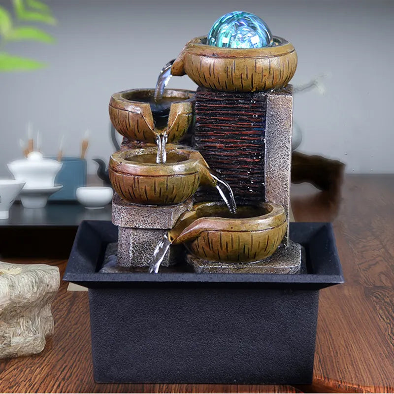Hediyeler Masaüstü Su Çeşmesi Taşınabilir Masa Tabağı Şelale Kiti Yatıştırıcı Rahatlama Zen Meditasyon Şanslı fengshui ev dekorasyonları