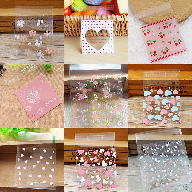 100pcs/lot 7cm Clear Candy Bag 투명성 비닐 가방 쿠키 OPP 가방 결혼 생일 파티 장식 DIY 선물 포장 파우치