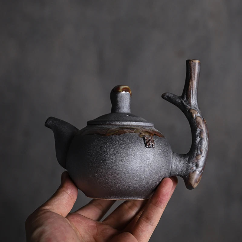 Luwu Japanese Ceramic Teapot Teh Kettle Stump Peralatan Minuman Teh Cina Tradisional 240ml