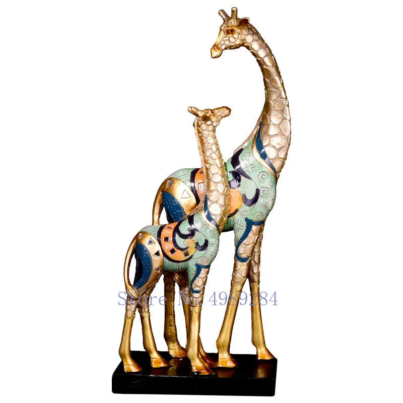 Nordic Yaratıcı Reçine Altın Simüle Simüle Hayvan Zürafa Parrot Modern Ev El Sanatları Süsler Dekorasyon Heykel Minyatür Figürinler