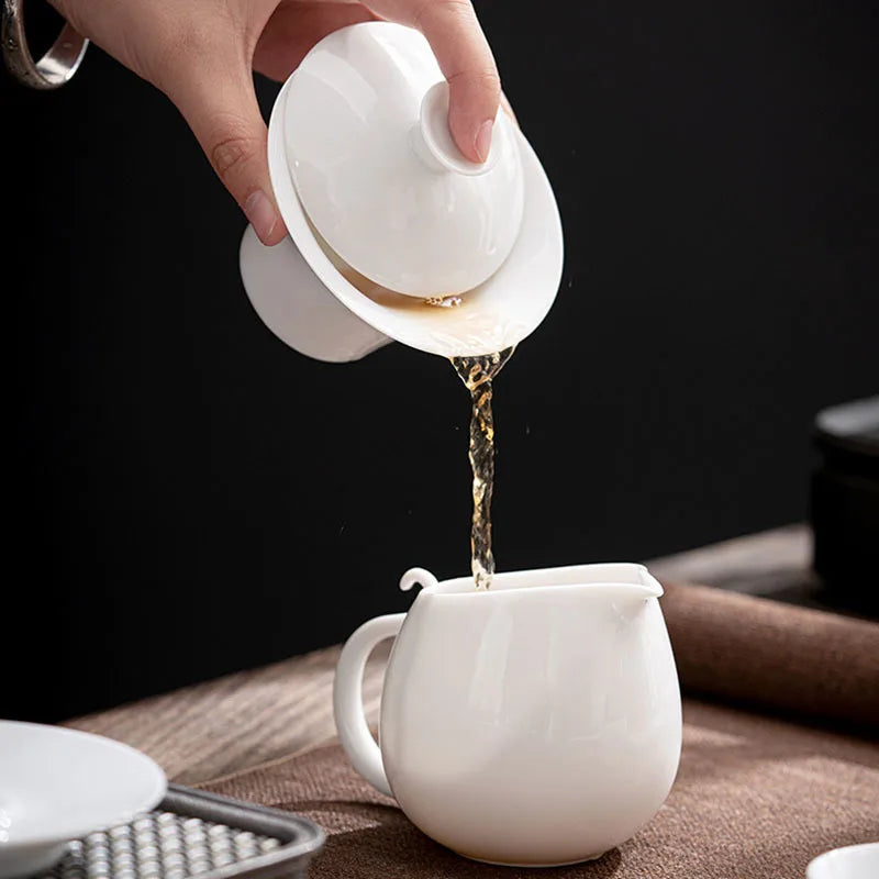 3 storlekar Vitt porslin te Tureen China Tea Maker Gaiwan Sancai täckt skål Tea Cup Hushåll Kung Fu Tea Bowl med täckobjekt