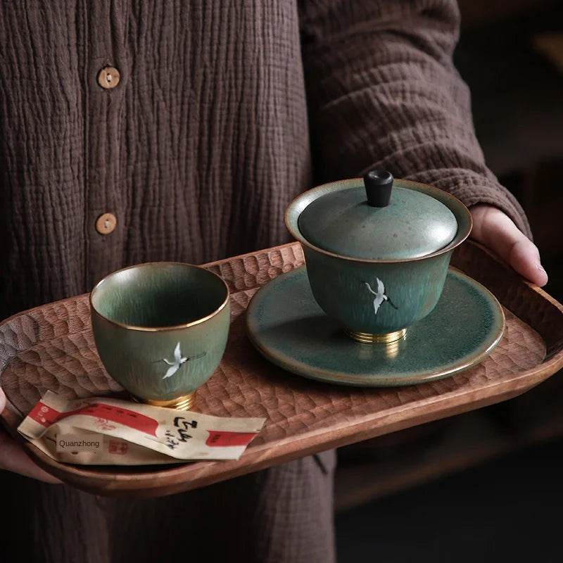 Fırın pişmiş rui ching cheung üç-kuvvetli tureen büyük boy taper çay bardağı çay kase kase sopera de ceramica gaiwan