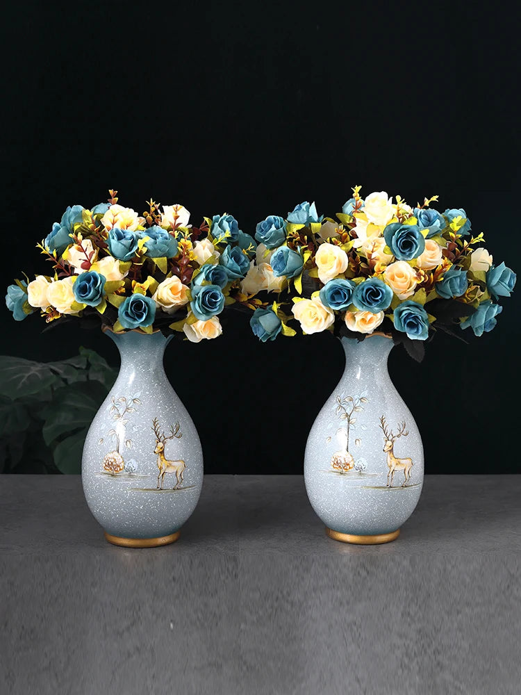 Keramische vaas 3d stereoscopische gedroogde bloemen arrangement wobble plaat woonkamer ingang ornamenten woningdecoraties