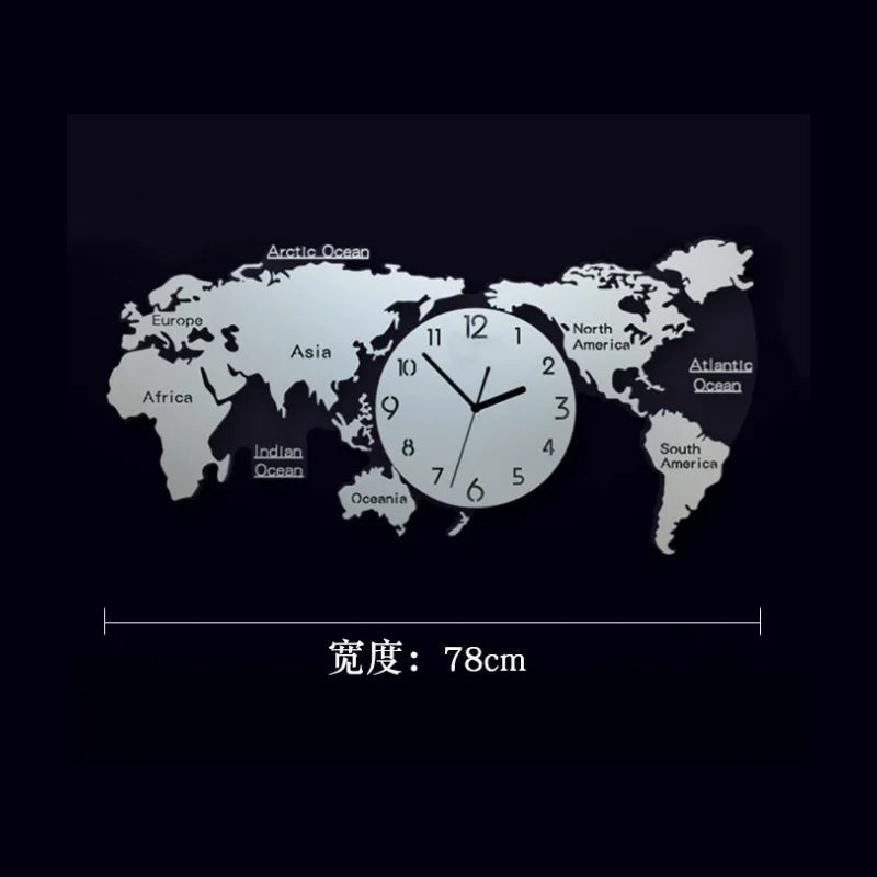 Kreativní mapa světa Velká luxusní stěna Moderní design obývací pokoj Akryl 3d domácí výzdoba Silent Wall Clock Reloj de Pared 2020