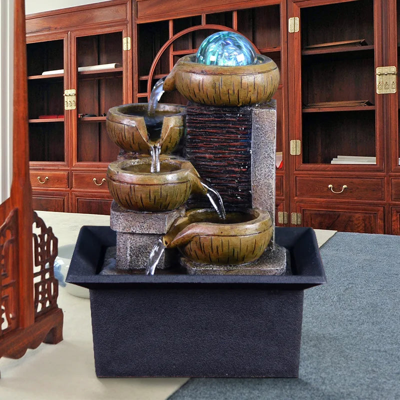 Hediyeler Masaüstü Su Çeşmesi Taşınabilir Masa Tabağı Şelale Kiti Yatıştırıcı Rahatlama Zen Meditasyon Şanslı fengshui ev dekorasyonları