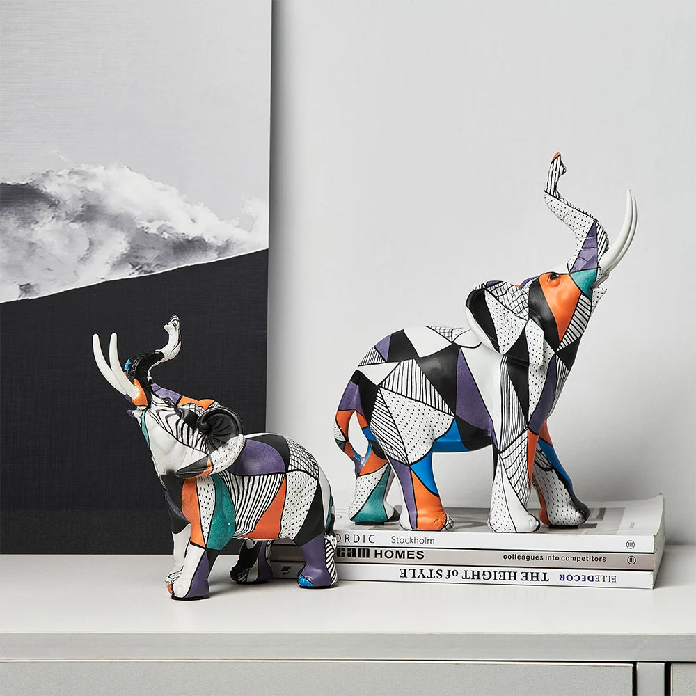 Resina deslumbrante elefante vívido modelagem criativa Office da sala de estar Ornamentos de sala de estar divertidos visuais Decoração de casa Presentes para amigos