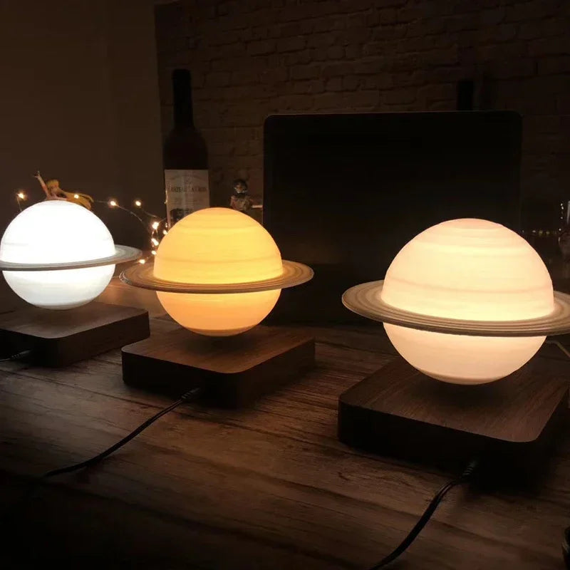 3D Magnetic Levitation Moon Lamp Saturn Night Light Touch Rotating Led Luna Floating Lamp Home Decoration Living room Bedroom