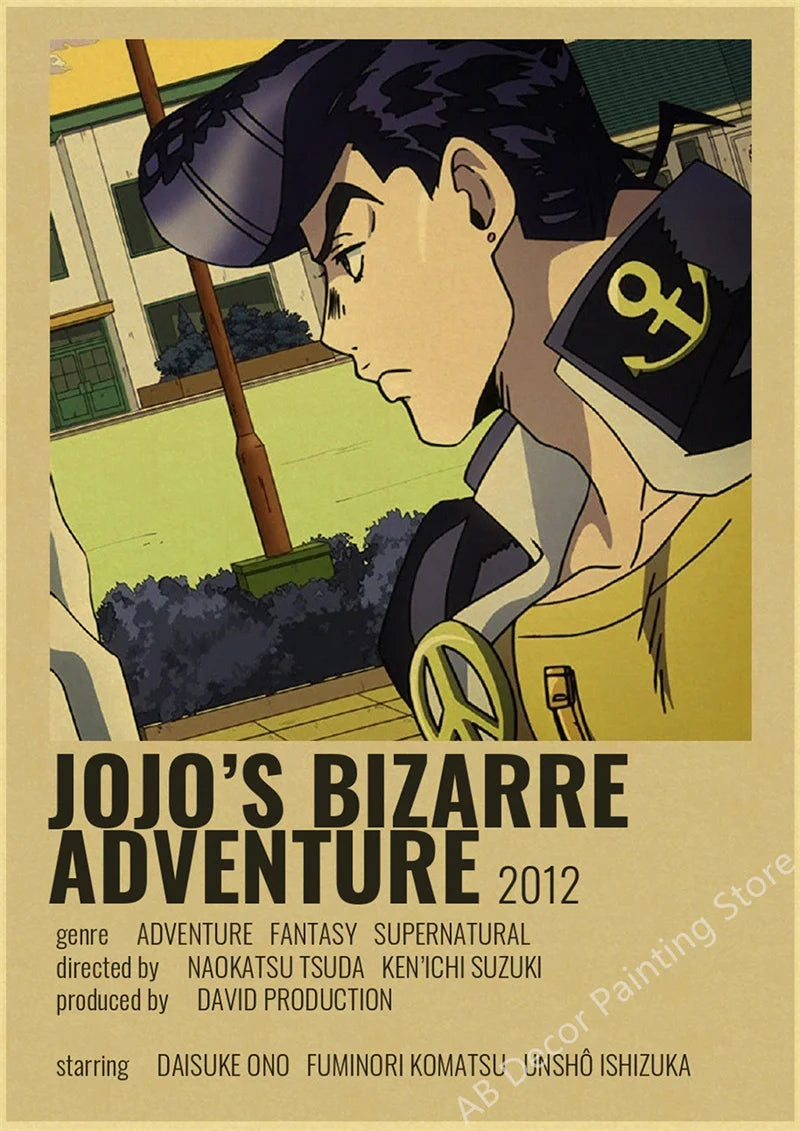 Retro JoJo's Anime Adventure Cetak Poster Anime JoJo Kraft Kertas Vintage Ruang Rumah Bar Seni Seni Dekorasi Dekorasi Lukisan Estetika