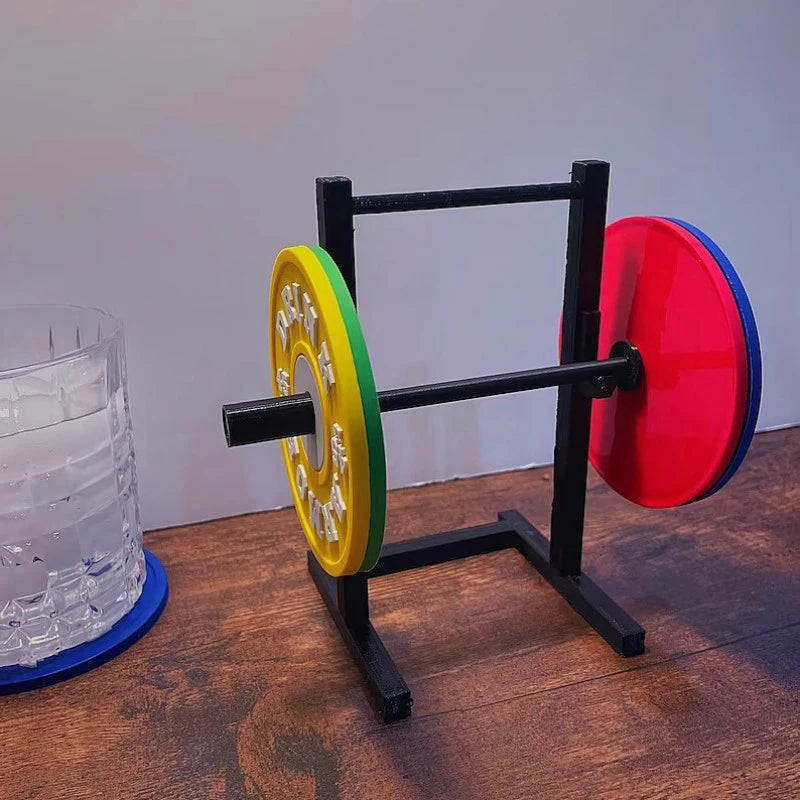 Silicone Drink Coaster Gym Weight Plate Coasters untuk meja dapur bpa percuma gred gred pusingan cawan cawan 4pcs