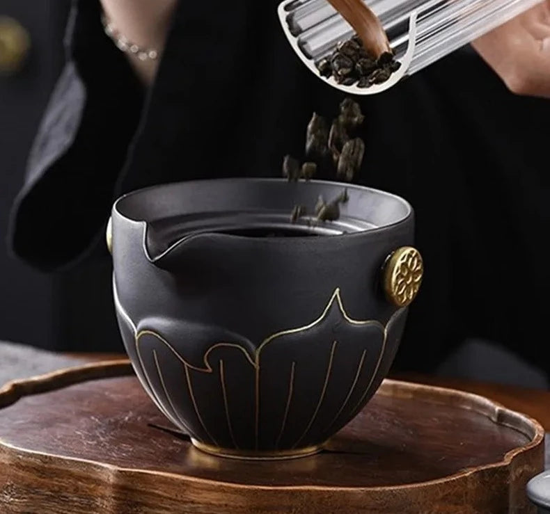 220ml Antique Ceramic Master Cup Chinese Portable Gaiwan Custom Tea Accessories Handmade Beauty Tea Infuser Tradition Teaware
