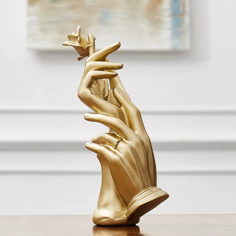 Abstrakt gylden skulptur kreativ håndstatue lys luksus hjem stue desktop dekoration kontor bord tilbehør gaver gaver