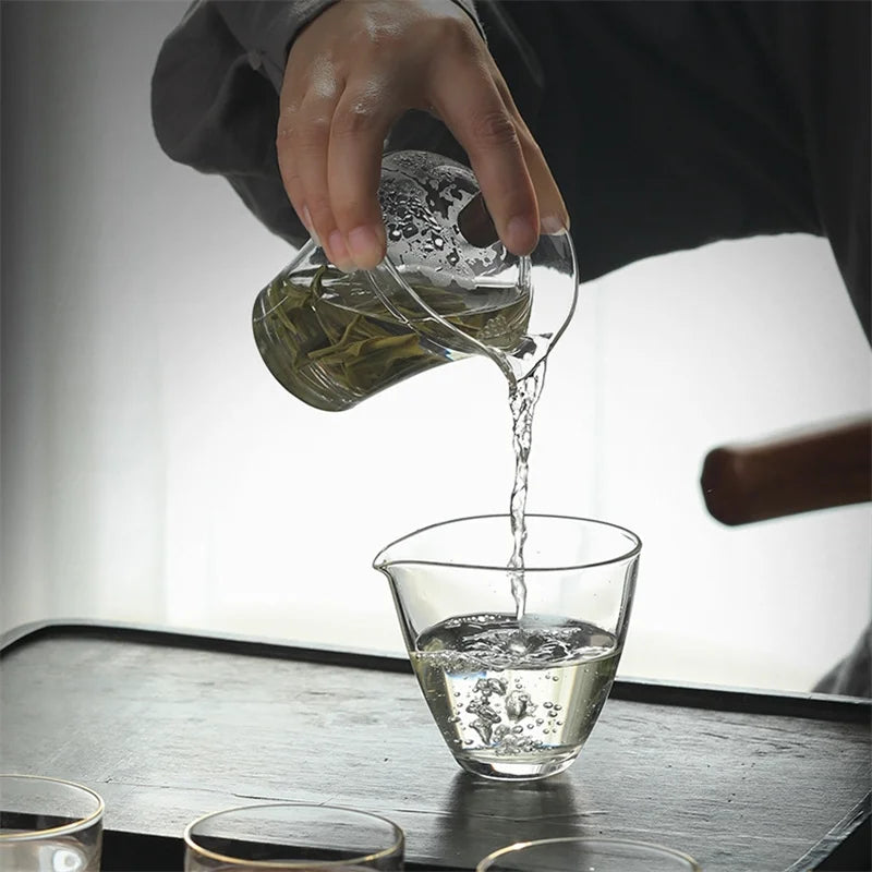 150 ml de chá de vidro resistente ao calor Tureen Gaiwan com tampa de filtro Puer Copa de chá Bowl Chawan Chahai Kung Fu Conjunto de chá Acessórios