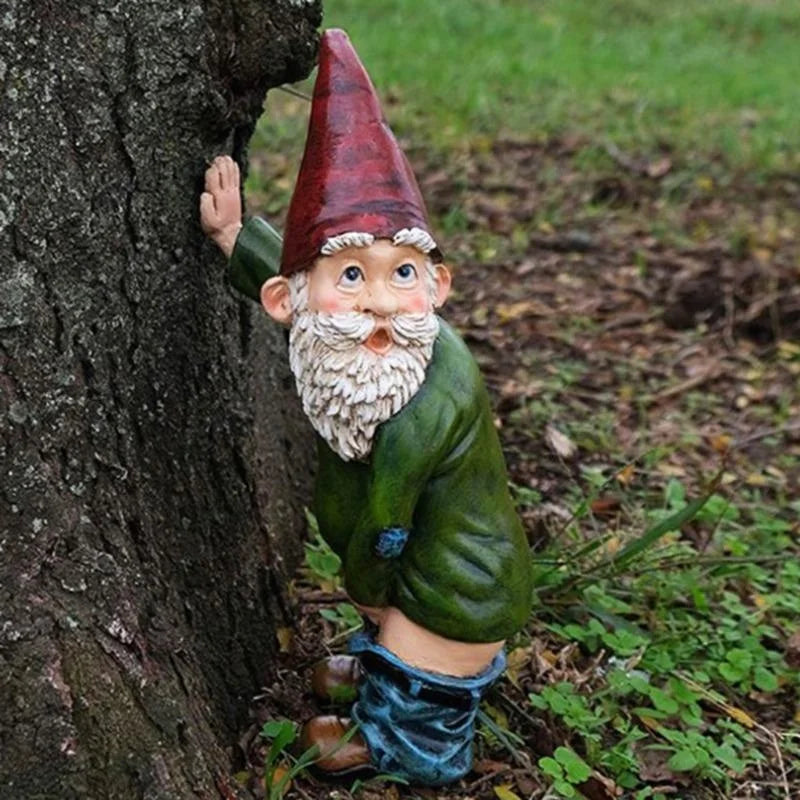 Kreativ urinering Gnome Staty Harts Hantverk Vit skäggig gammal man dvärgskulptur Julträdgårdens innergård dekoration