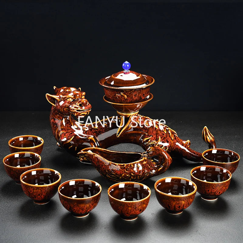 Porcelain Gaiwan Chinese Tea Set Complete Set Puer Chinese Portable Tea Set Luxury Vintage Juego De Te Tea Ceremony AB50TS