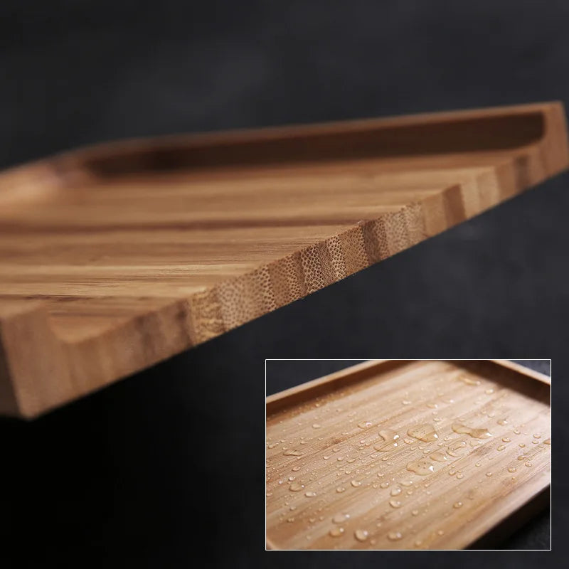 Bamboo wooden tea tray, rectangular fruit tray, household water cup, tea cup, storage tray, bread barbecue tray