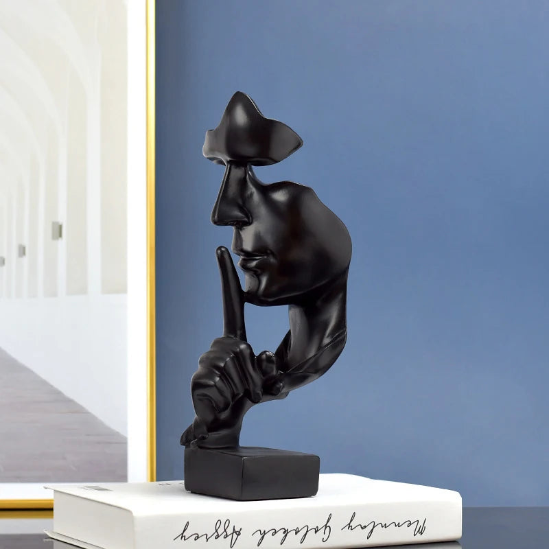 المفكر تمثال النحت الصمت هو التماثيل الذهبية الراتنج ديكور المنزل الرجعية لمكتب دراسة غرفة المعيشة مجردة الوجه الحلي