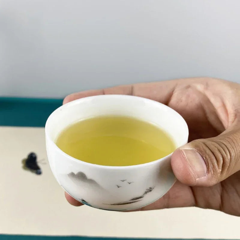 Conjunto de chá de cerâmica inclui 1 panela 1 xícara, gaiwan elegante e fácil de alta qualidade, chaleira bonita e fácil de chá, kung fu teaset com
