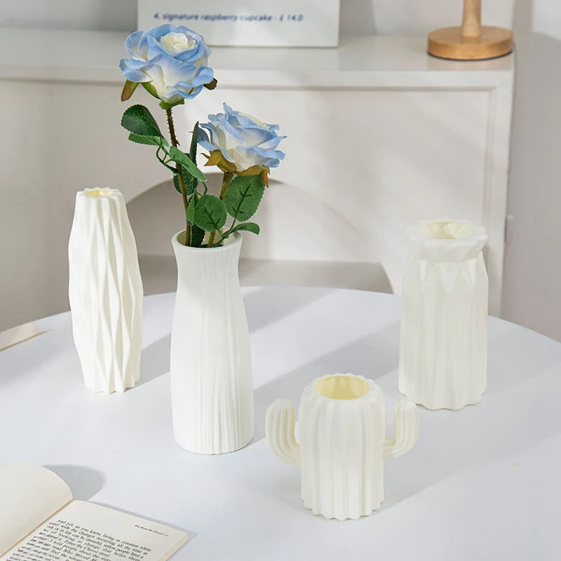İskandinav Plastik Çiçek Vazo Hidroponik Pot Vazo Dekorasyon Ev Masası Dekoratif Vazolar Çiçekler Dekorasyonu Maison Floreros