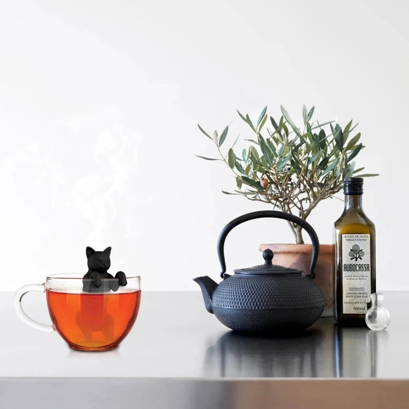 Filtro per infusore per tè al silicone gatto silicone riutilizzabile sacca da tè da tè da tè per perdita di tè cucina cespuglio di spezie a base di spezie a base di tè