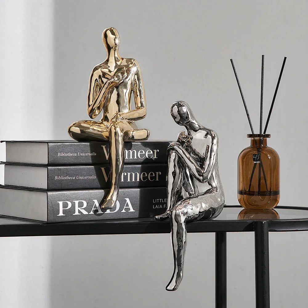Dekorasi Rumah Abstrak Figurine Manusia Gaya Eropa Ruang Tamu Bookshelf ornamen Dekorasi Kabinet Aksesoris Tabletop Keramik