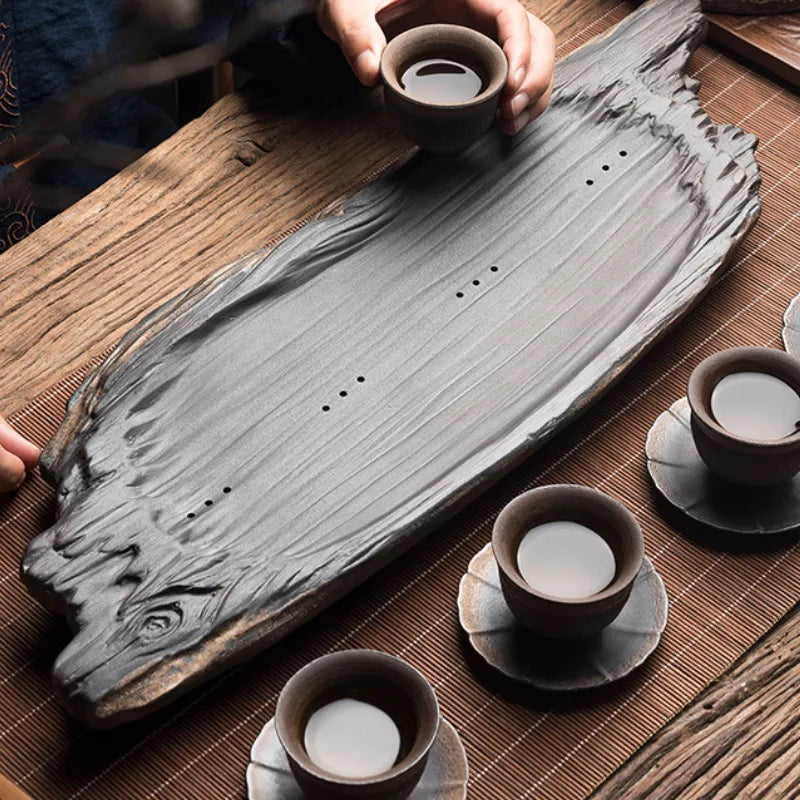 Ceramiczny vintage herbata kubka na herbatę Duże drenaż woda do przechowywania zabytkowa taca na herbatę ceramiczną taca stary imitacja taca na herbatę drewnianą