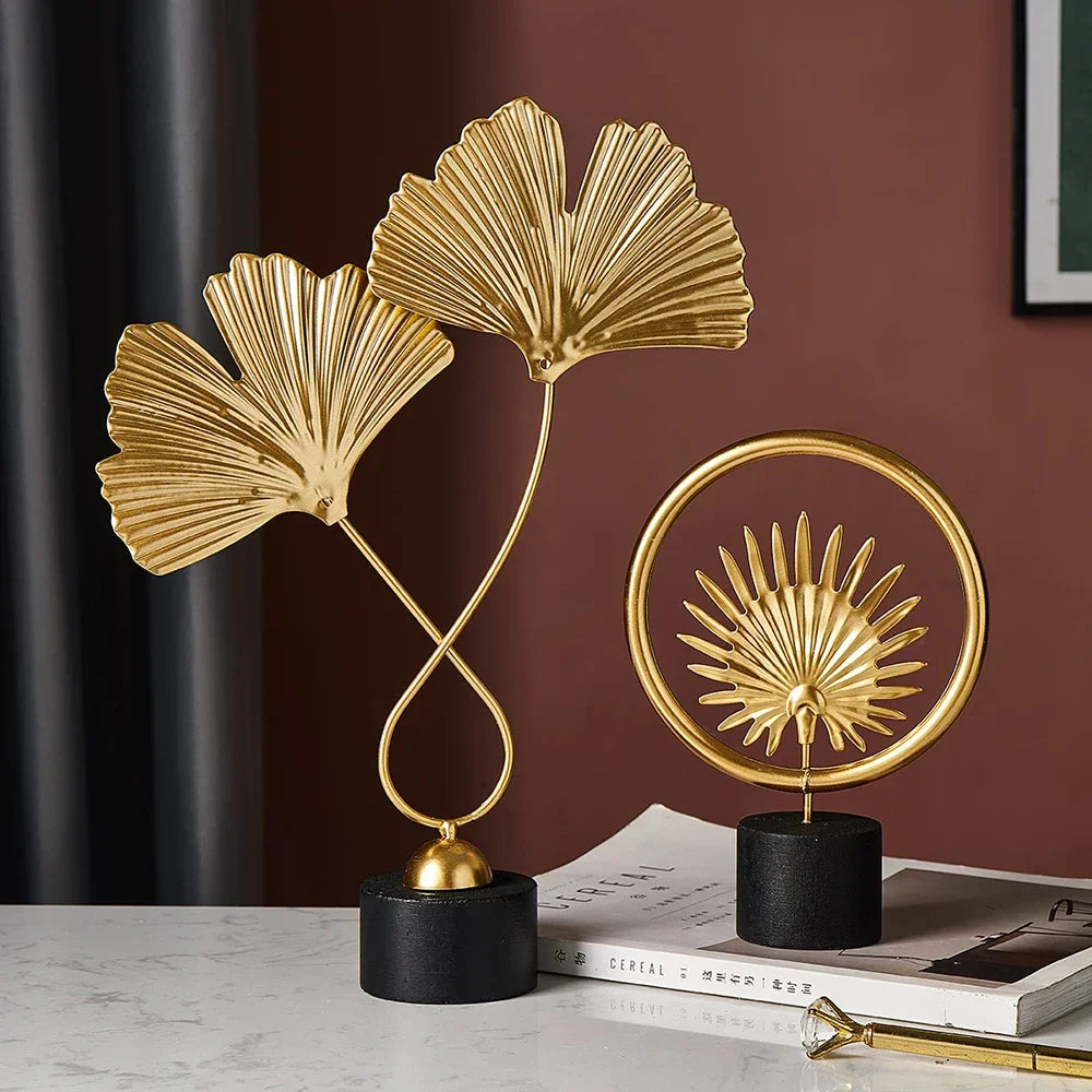 Leichte Luxus -Heimdekoration Büro Desktop -Zubehör für Wohnzimmer Skulptur Blätter Statue Miniaturfiguren Ornamente