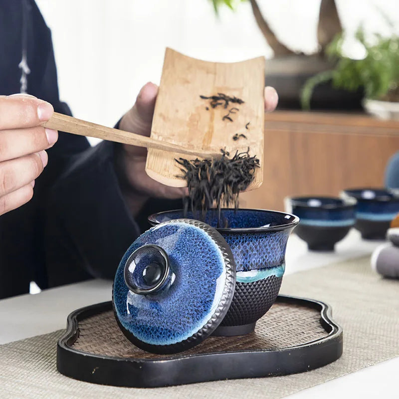 Set da tè da viaggio Kung Fu cinese set ceramico glassa teiera tacella da tè gaiwan in porcellana teaset bolletti set di tè per le bevande ceremonia