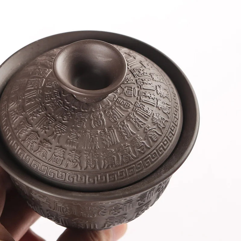 Vintage draagbare luie paars zand automatische anti-geschalen gongfu theeset