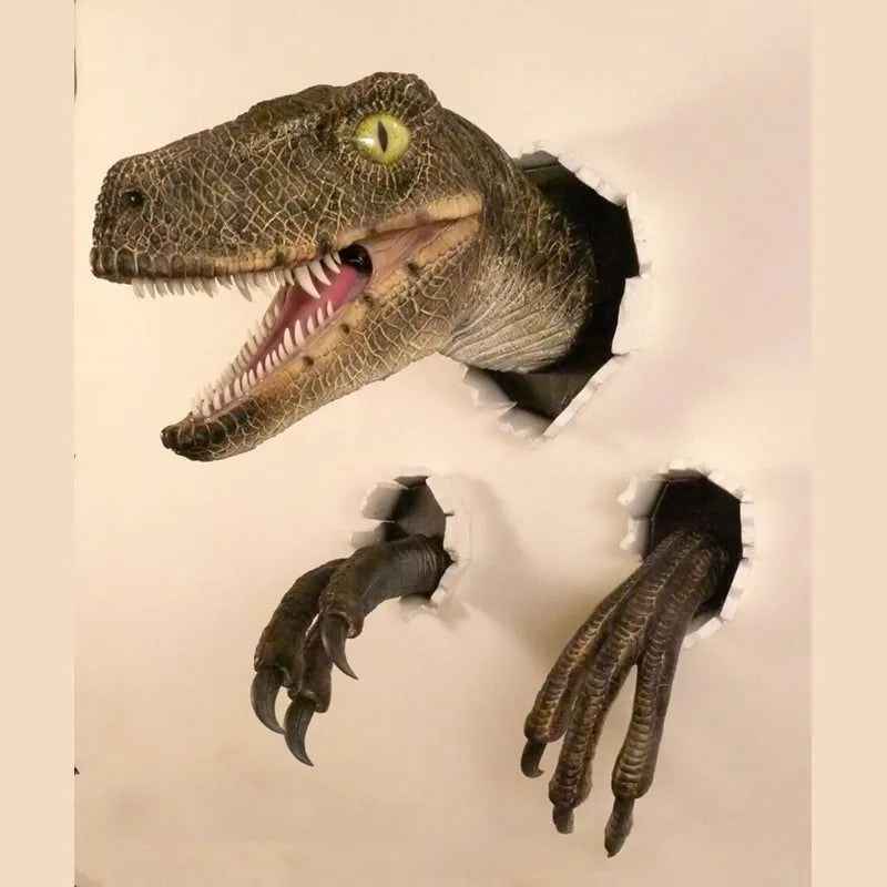 Dekorasi Dinosaurus 3D Velociraptor Set Resin Wall Atmosphere Props Dekoratif