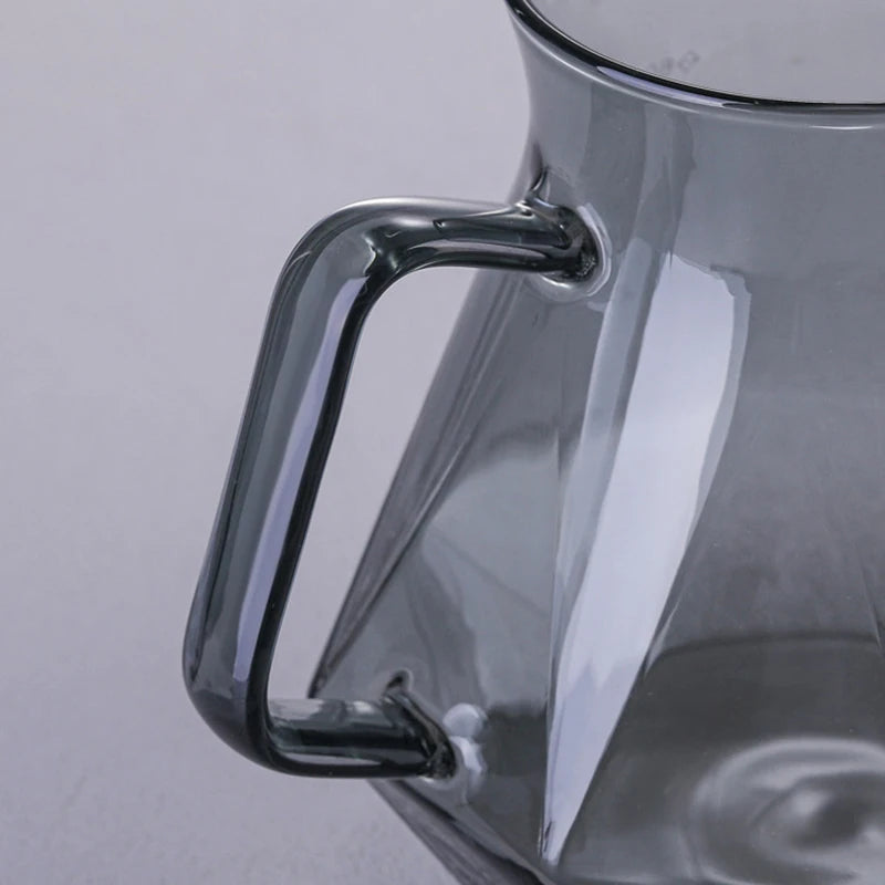 Glass Diamond Coffee Pot Sharing Pot Filter Cup Set Hushållen Handbryggad häll över glasstillverkare Server Dripper Smoky Grey