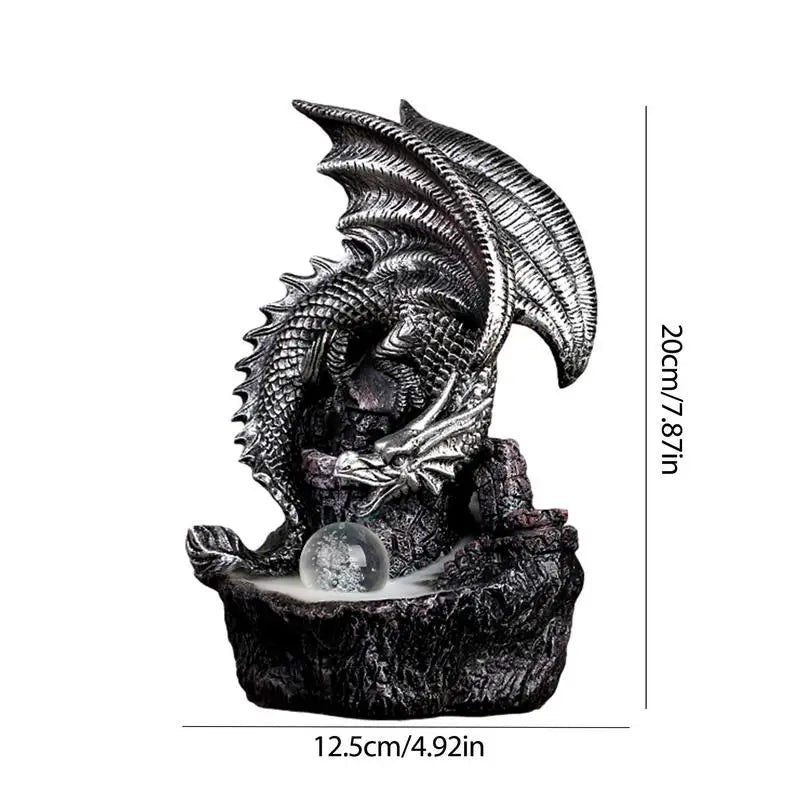 Dragon Incense Burner Cone Gold Glow Large Dragon Incense Waterfall With LED Lamp Beads Exquisite Waterfall Incense Burner For