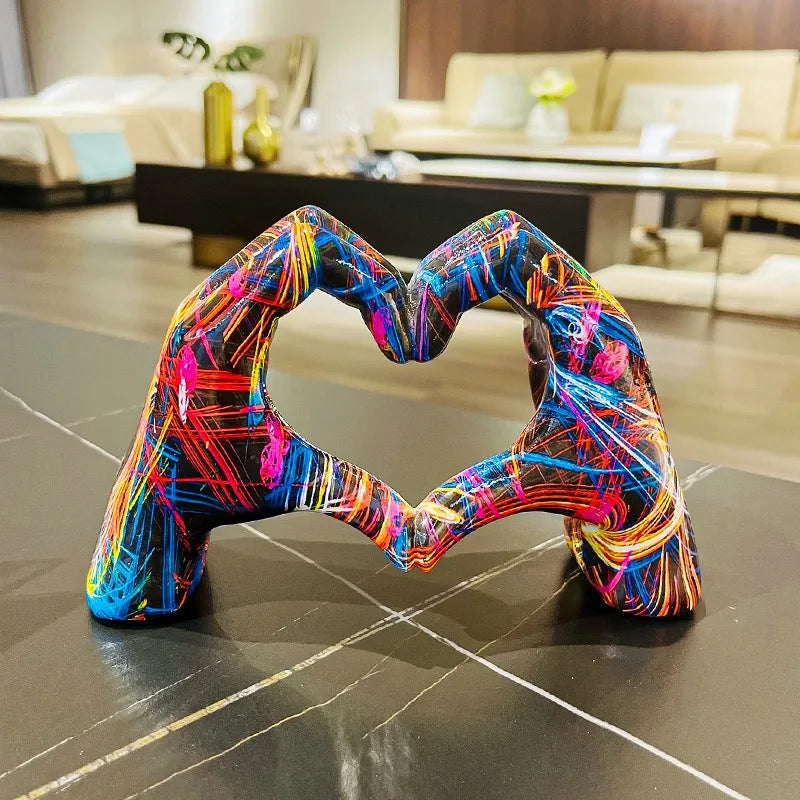 Living Room,Office Desktop Resin Crafts Decoration Gift  Simple and Colorful Love Gesture Decoration Home