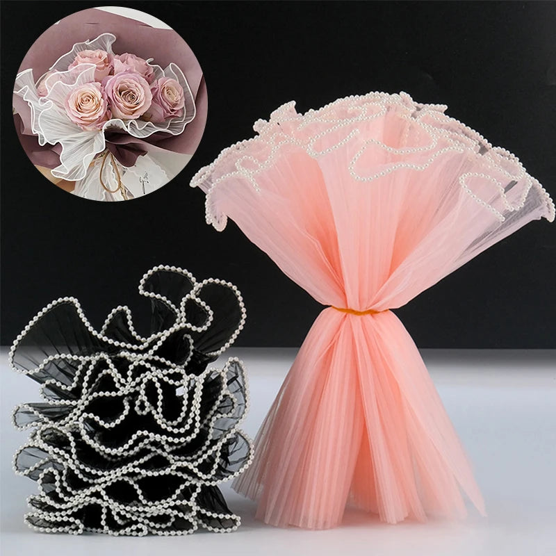 28cmx4.5M Flower Wrapping Paper Wave Yarn Florist Bouquet Packaging Lace Mesh Florist Bouquet Gift Packaging Supplies