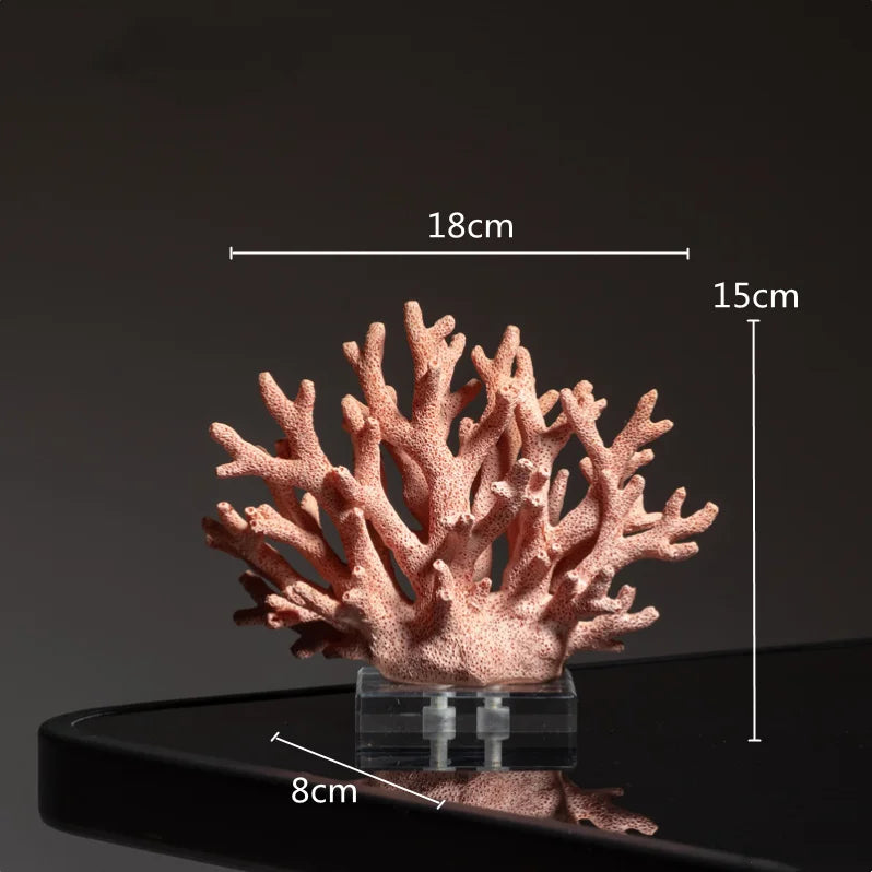 모방 산호 장식품 크리스탈 금속 나무 유리 꽃병 중공 금속 프레임 수질 산호 해양 장식 인형 홈 장식