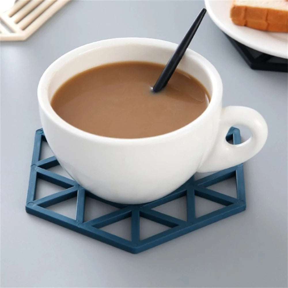 Varmebestandig silikone Mat coaster Food Grade Materiale Placemat Lukken Tabel Hexagon Cup Mat Husholdningstilbehør Gadgets