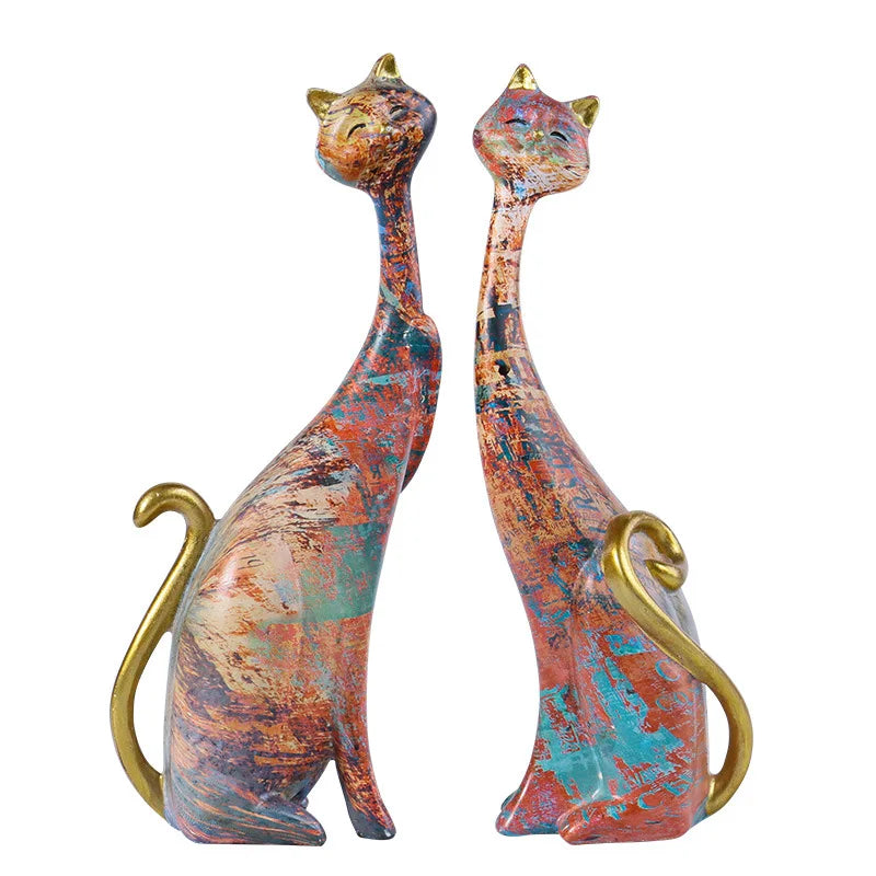 Pigrafiti graffiti pintura a óleo de decoração de gato resina abstrato ornamentos figuras para desktop varanda escultura de gatos
