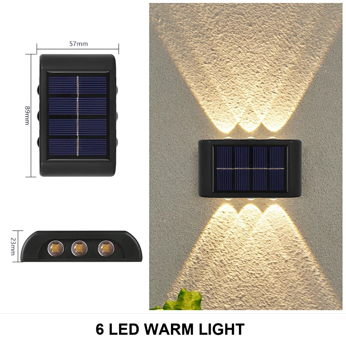 새로운 태양 벽 조명 야외 방수 LED 태양열 램프 위아래로 빛나는 조명 정원 발코니 야드 거리 장식 램프