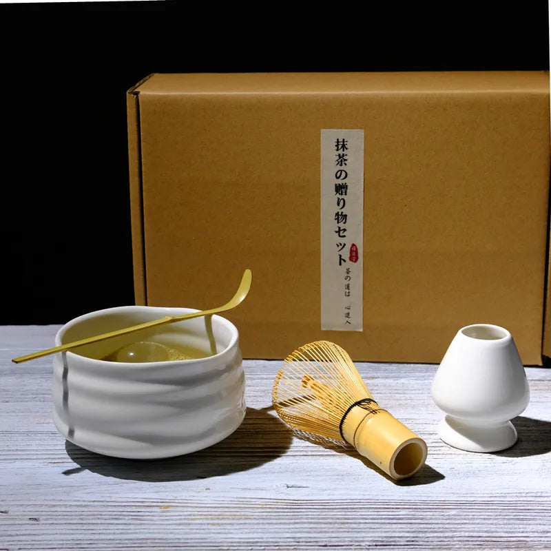 4 pezzi/set di tè set giapponese set da tè giapponese matcha whisk cucchiaio da tè scolare ciotola whisk tè matcha set da tè accessori in bambù