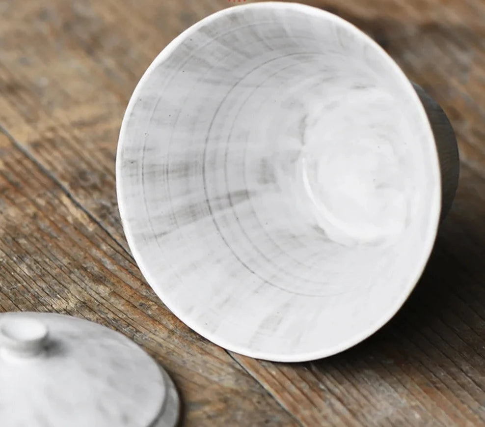 100 ml de poudre japonaise yin blanc gaiwan gaiwan fabriqué à la main de poterie brute de poterie the the the maquilleur bol cha accessoires de vaisselle cadeau