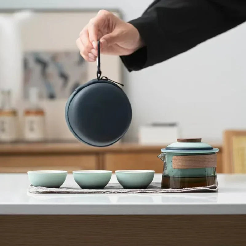 Zen tekanna och tekoppset kit hushållet te gör rese te tepet uteslutna bärbara väska japanska tepetillförsel 1 skål 3 kopp