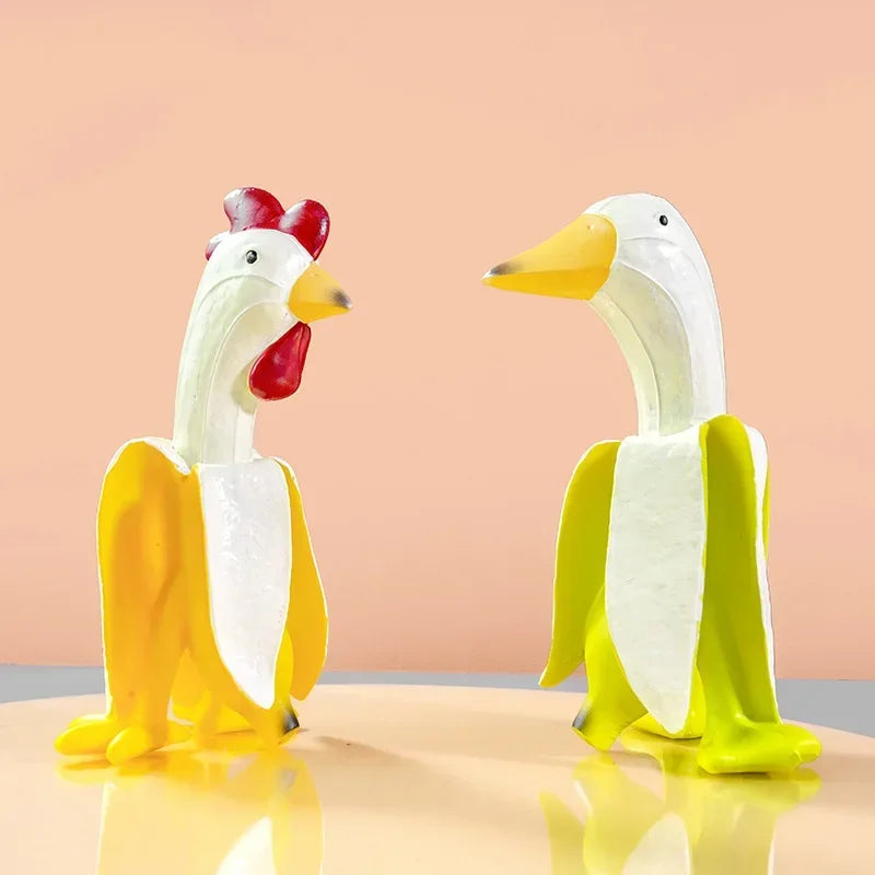 Banana Duck Home Figurine Crafts Kawaii Room Decor Art Whimsical Desk Accessoires Miniatures Sculptures et figurines
