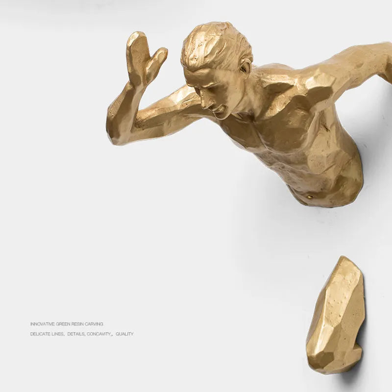 Kreativindustrie Stil Running Skulpturharz Wohnzimmer Hintergrund Wanddekoration Hanging Run Figur Statue Sports Man