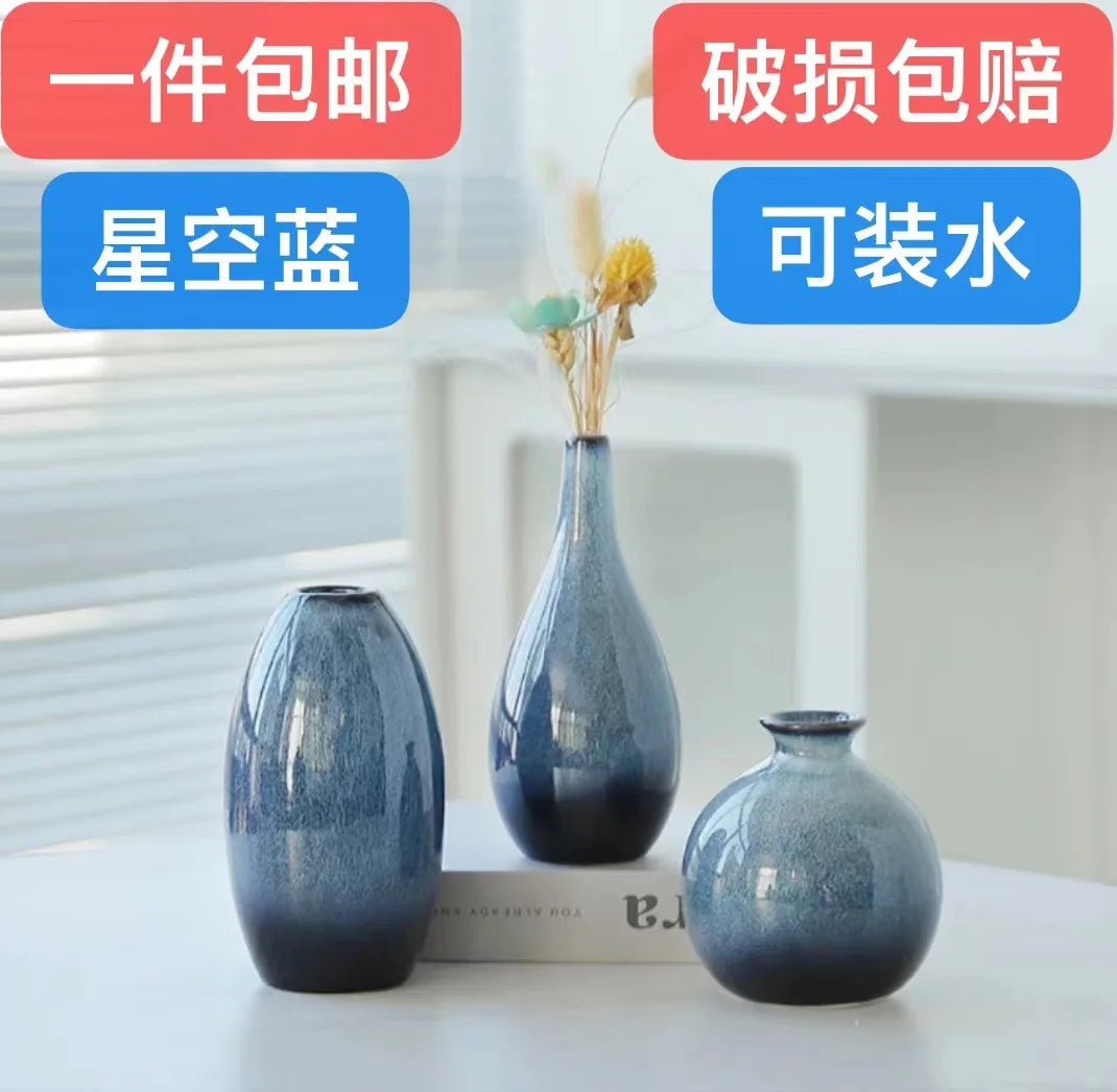 Vaso de cerâmica alteração vaso criativo vaso de cerâmica azul vaso de fluxo de fluxo vaso de flores de planta de flor de cerâmica