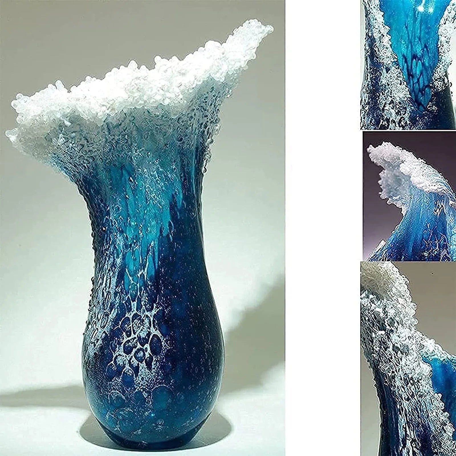 2022 New Arrival Sea Ocean Wave Vase Handmade Resin Art Flower Pot Ornament Modern Desktop Living Room Creative Home Decor